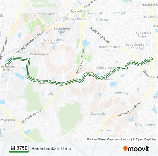 375E Bus Line Map