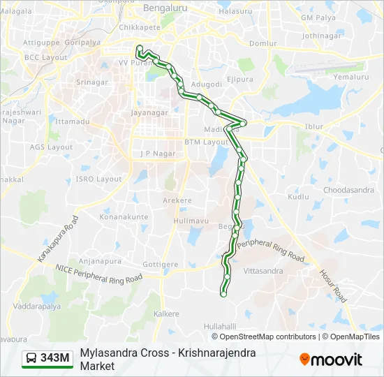 343M Bus Line Map