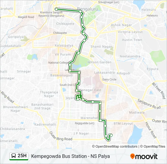 25H Bus Line Map