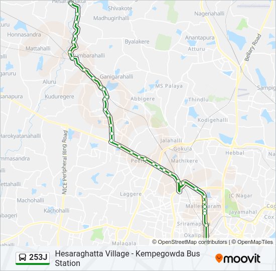 Bellary To Bangalore Route Map 253J Route: Schedules, Stops & Maps - Hesaraghatta Village (Updated)