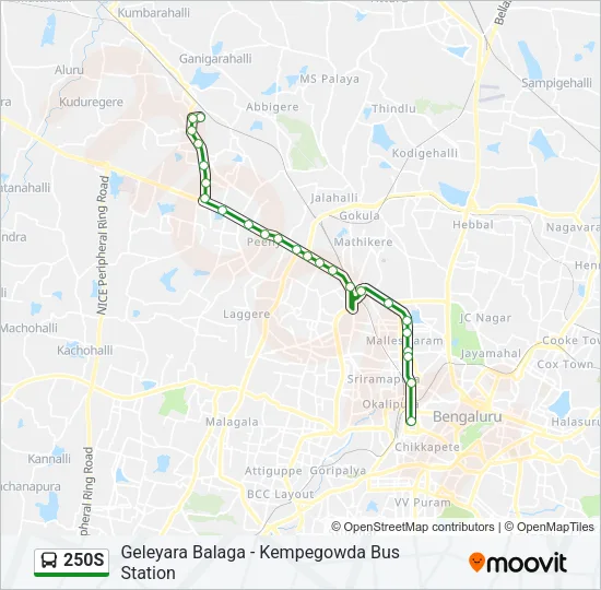 250S Bus Line Map