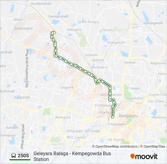 250S bus Line Map