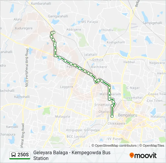 250S Bus Line Map