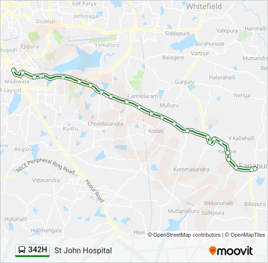 342H Bus Line Map