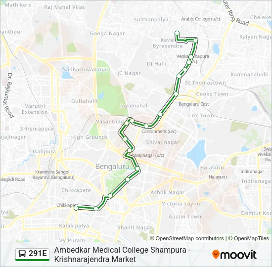 291E Bus Line Map
