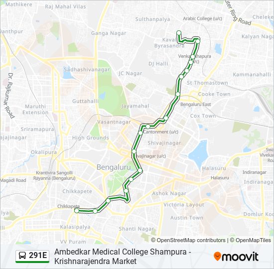 291E bus Line Map