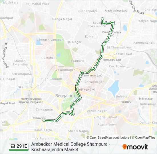 291E Bus Line Map