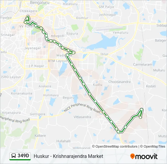 349D Bus Line Map