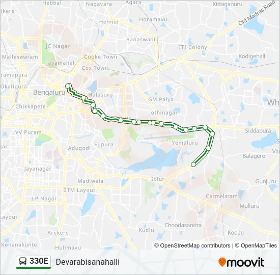 330E Bus Line Map