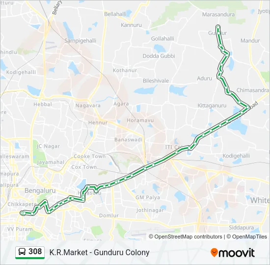 308 Bus Line Map