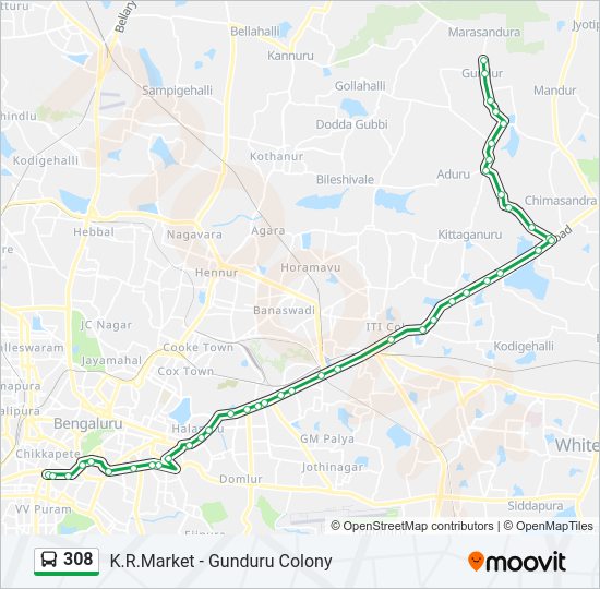 308 bus Line Map