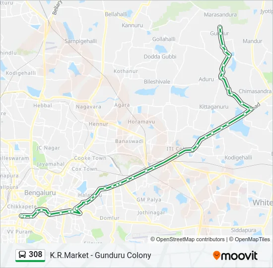 308 Bus Line Map