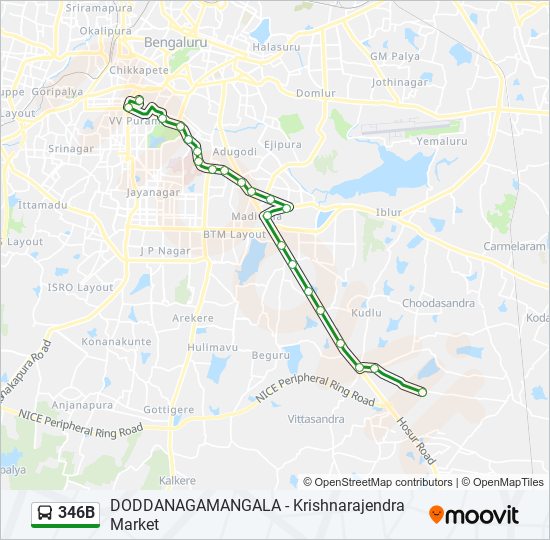 346B bus Line Map