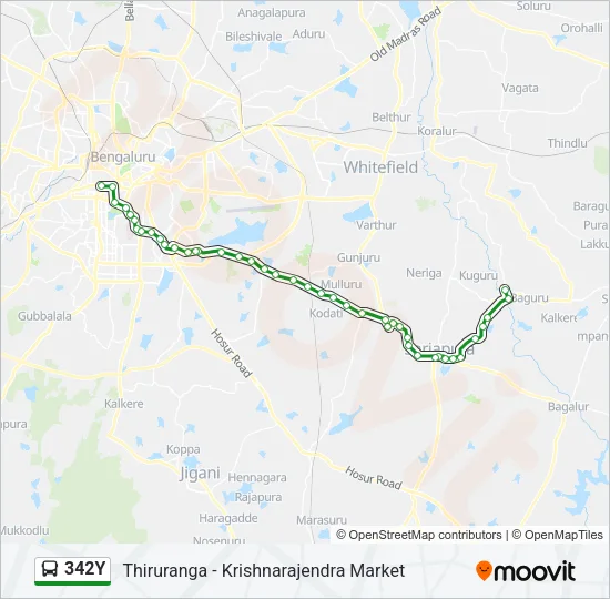 342Y Bus Line Map