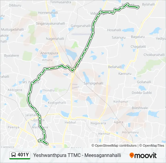 401Y Bus Line Map