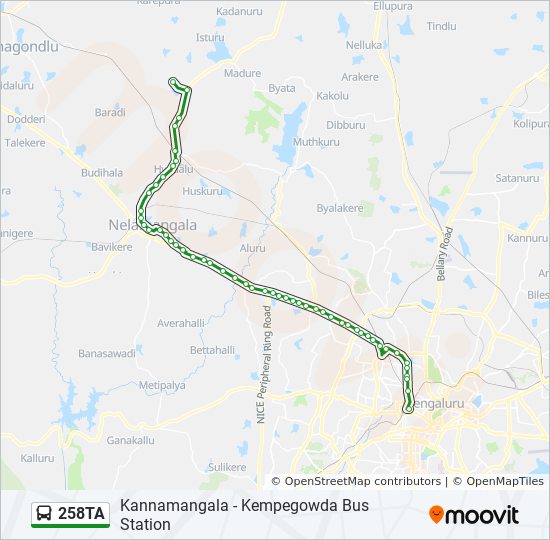 Bellary To Bangalore Route Map 258Ta Route: Schedules, Stops & Maps - Kannamangala (Updated)