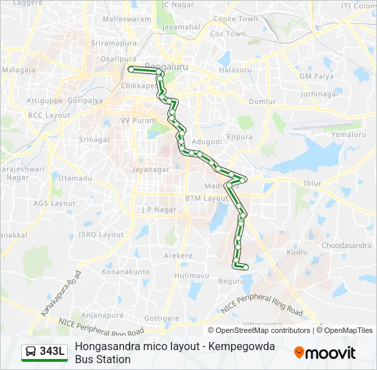 343L Bus Line Map