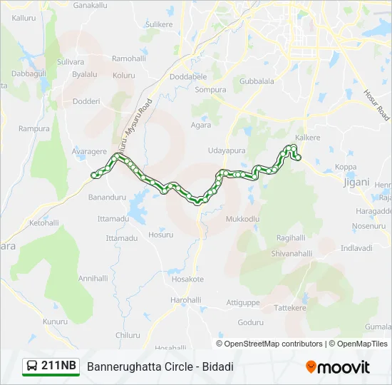 211NB Bus Line Map