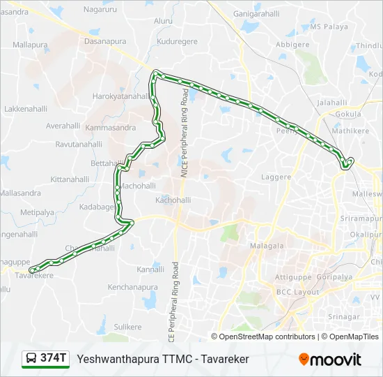 374T Bus Line Map
