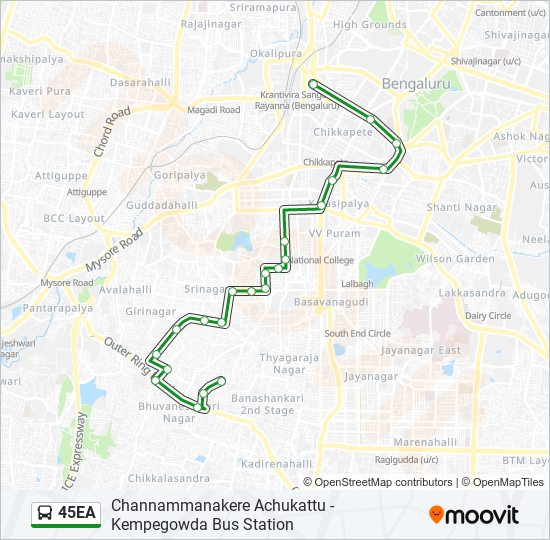 45EA bus Line Map