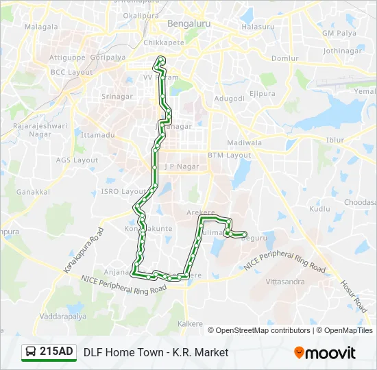 215AD Bus Line Map