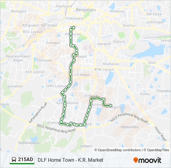 215AD bus Line Map