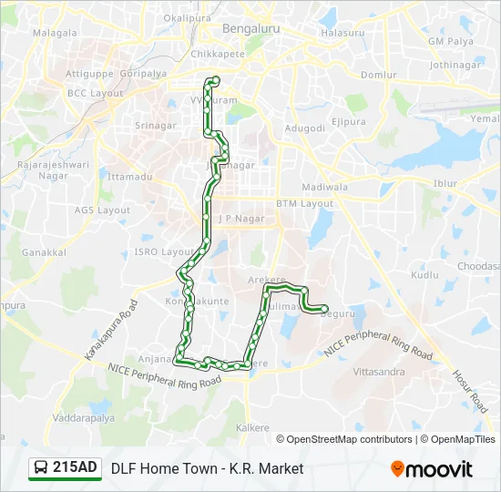 215AD Bus Line Map