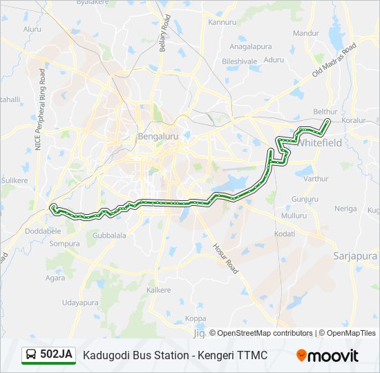 502JA bus Line Map