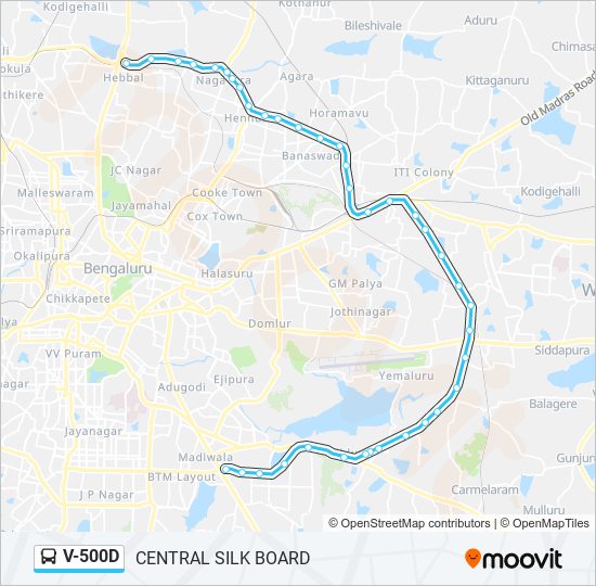 Silk Board Route Map V500D Route: Schedules, Stops & Maps - Central Silk Board (Updated)