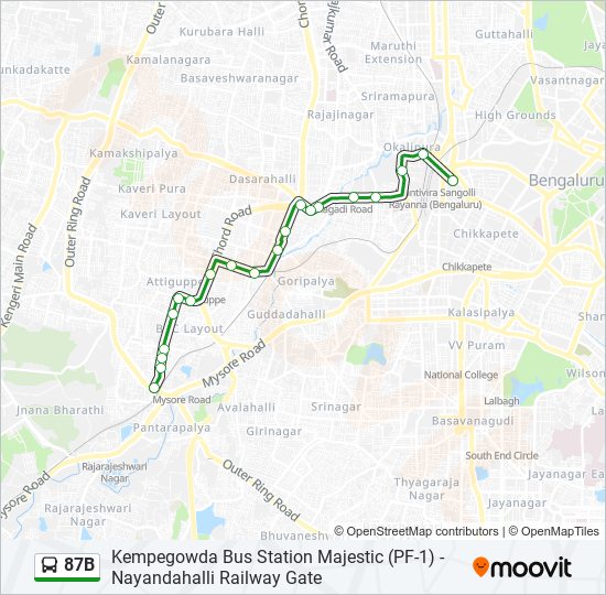 87B bus Line Map