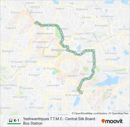 K-1 Bus Line Map