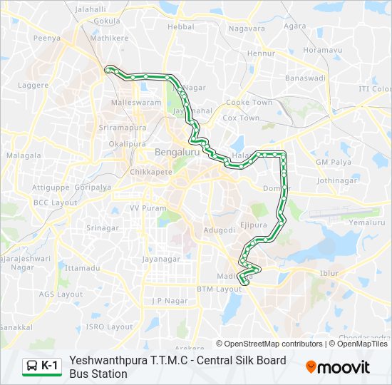 K-1 bus Line Map