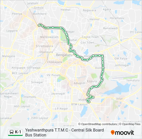 K-1 Bus Line Map