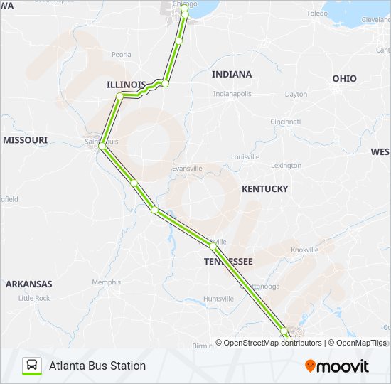 FLIXBUS N2521 Bus Line Map