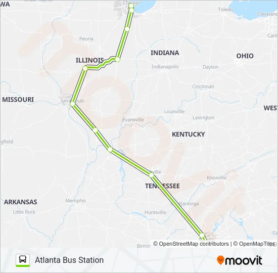 FLIXBUS N2521 Bus Line Map