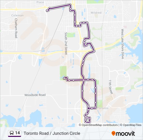 14 Bus Line Map