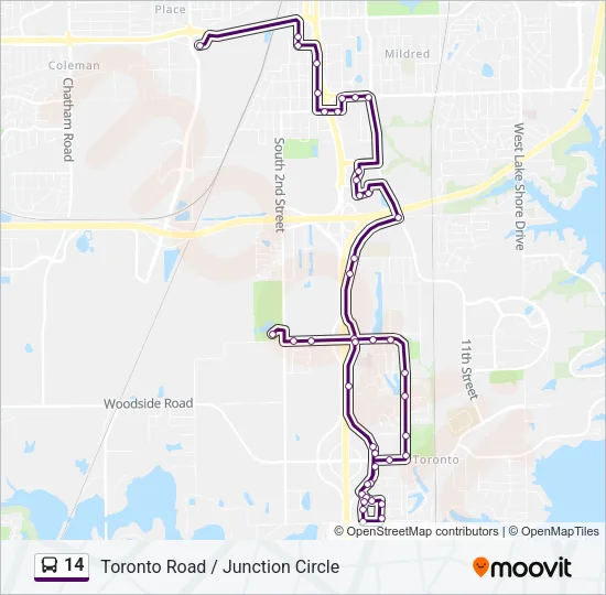 14 Bus Line Map