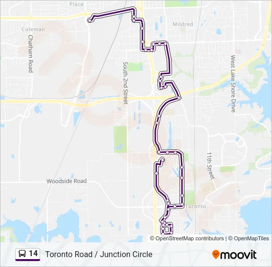 14 Bus Line Map