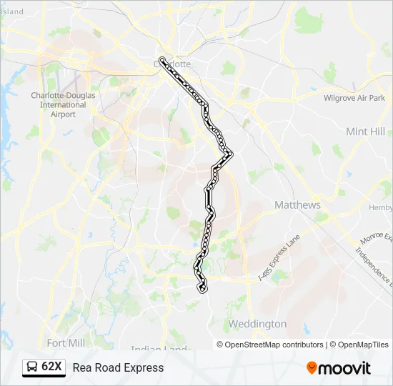 62X Bus Line Map