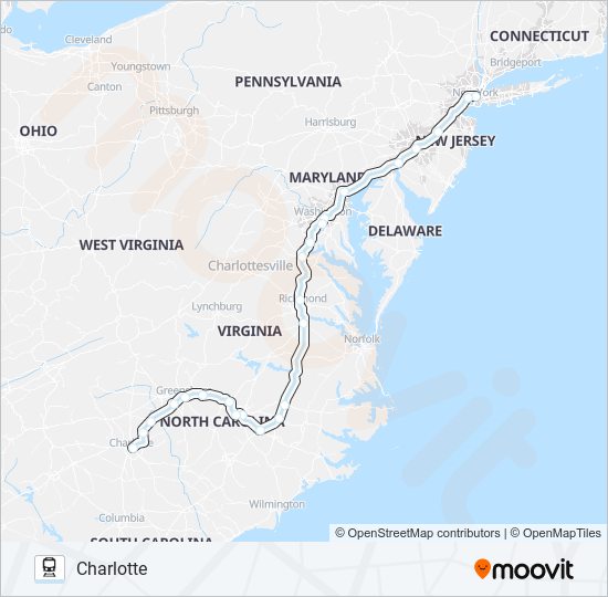 Mapa de CAROLINIAN de tren