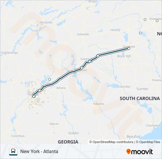 Mapa de GREYHOUND US0670 de autobús