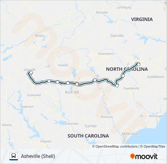 Mapa de GREYHOUND US0650S de autobús