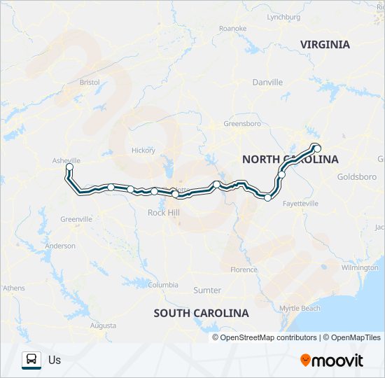 GREYHOUND US0650S bus Line Map