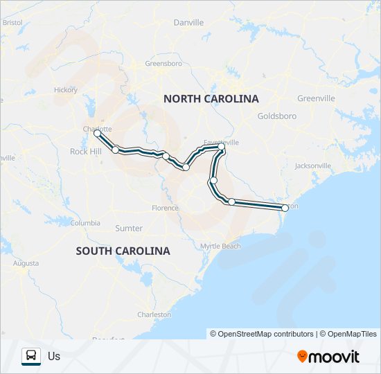 GREYHOUND US0660S bus Line Map