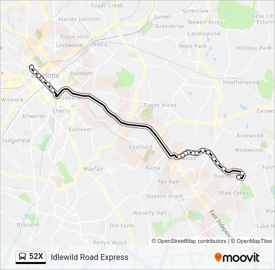 52X Bus Line Map