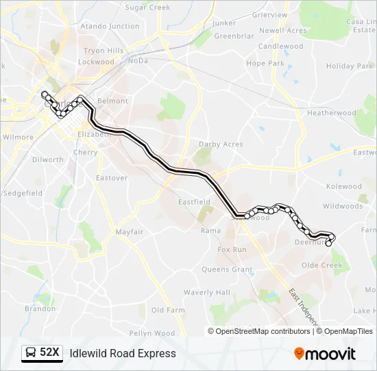 52X Bus Line Map