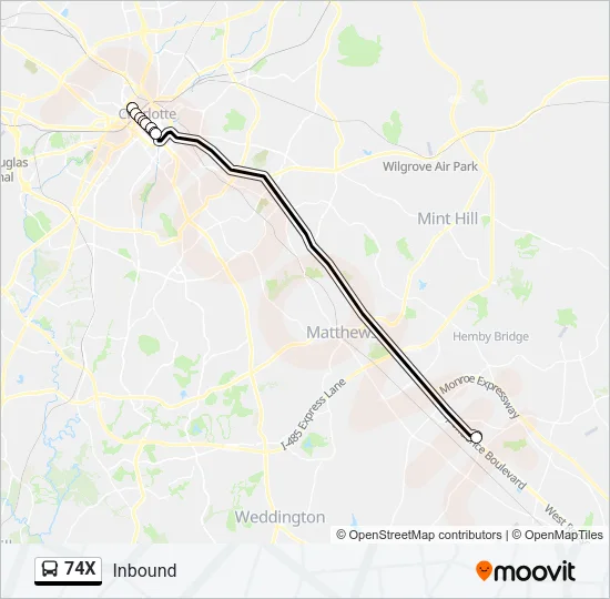 74X Bus Line Map