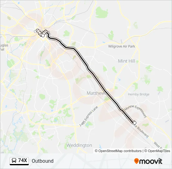 74X Bus Line Map