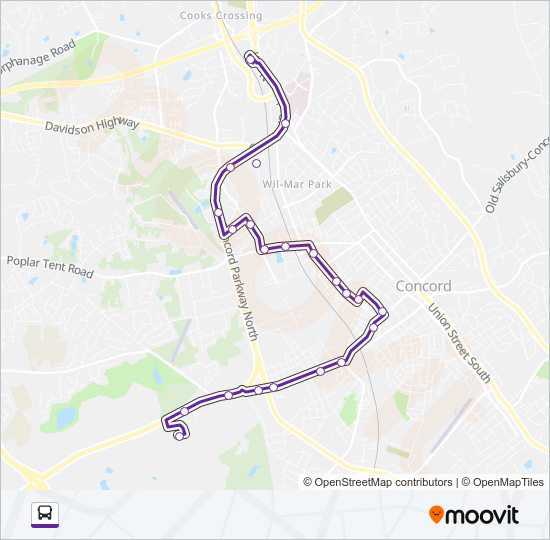 Mapa de PURPLE ROUTE de autobús