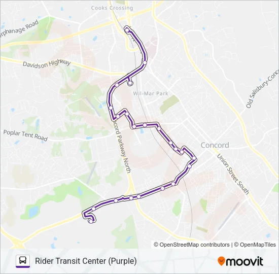 PURPLE ROUTE Bus Line Map